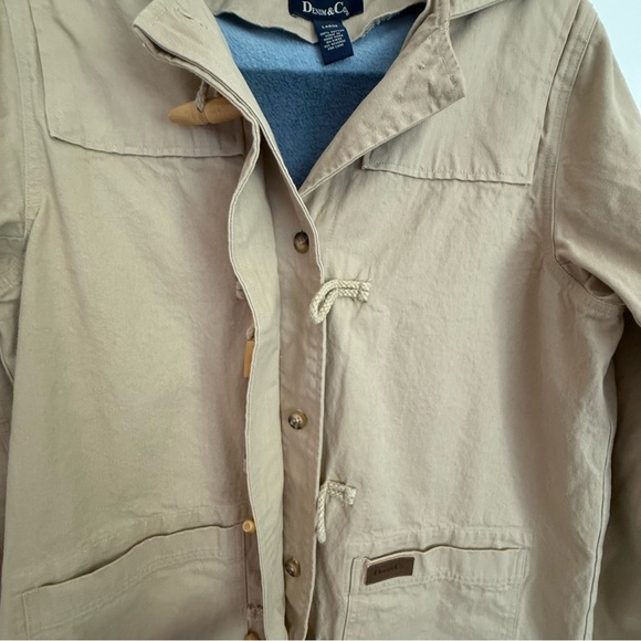 Denim&Co Women's Beige Barn Jacket Hood & Removable colorful Fleece Lining Large - Picture 7 of 15